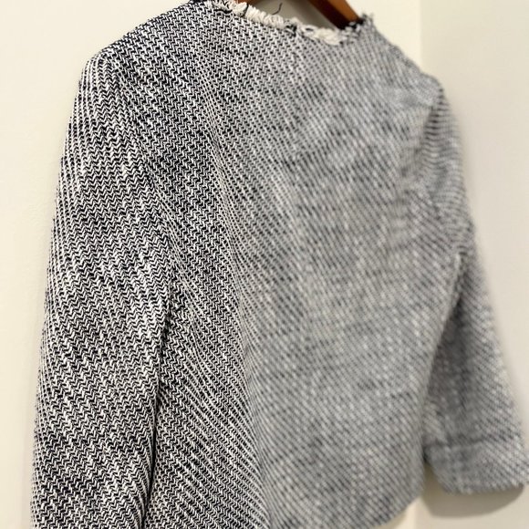 Karl Lagerfeld - Tweed Fringe Navy and White Jacket - L - Picture 3 of 3